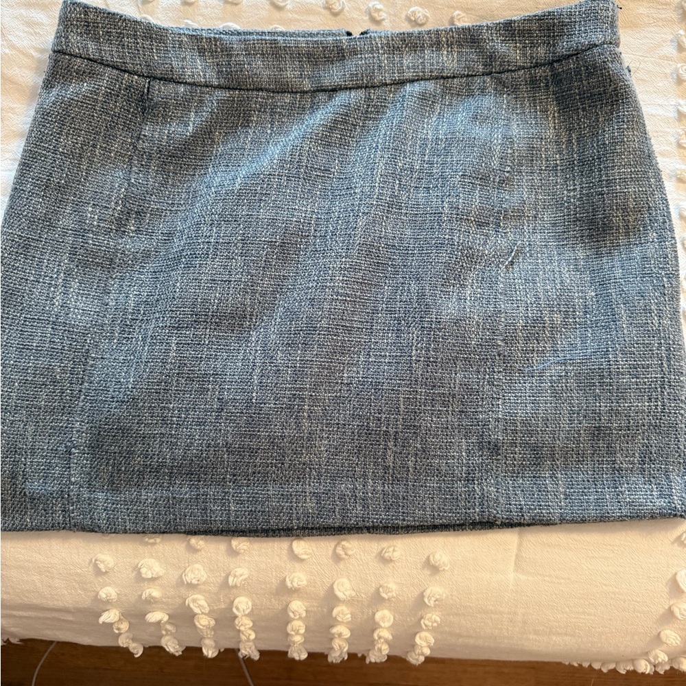 Blue Grey Tweed Mini Skirt